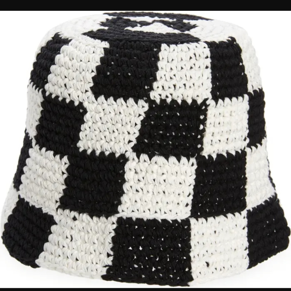 BP Check Crochet Bucket Hat